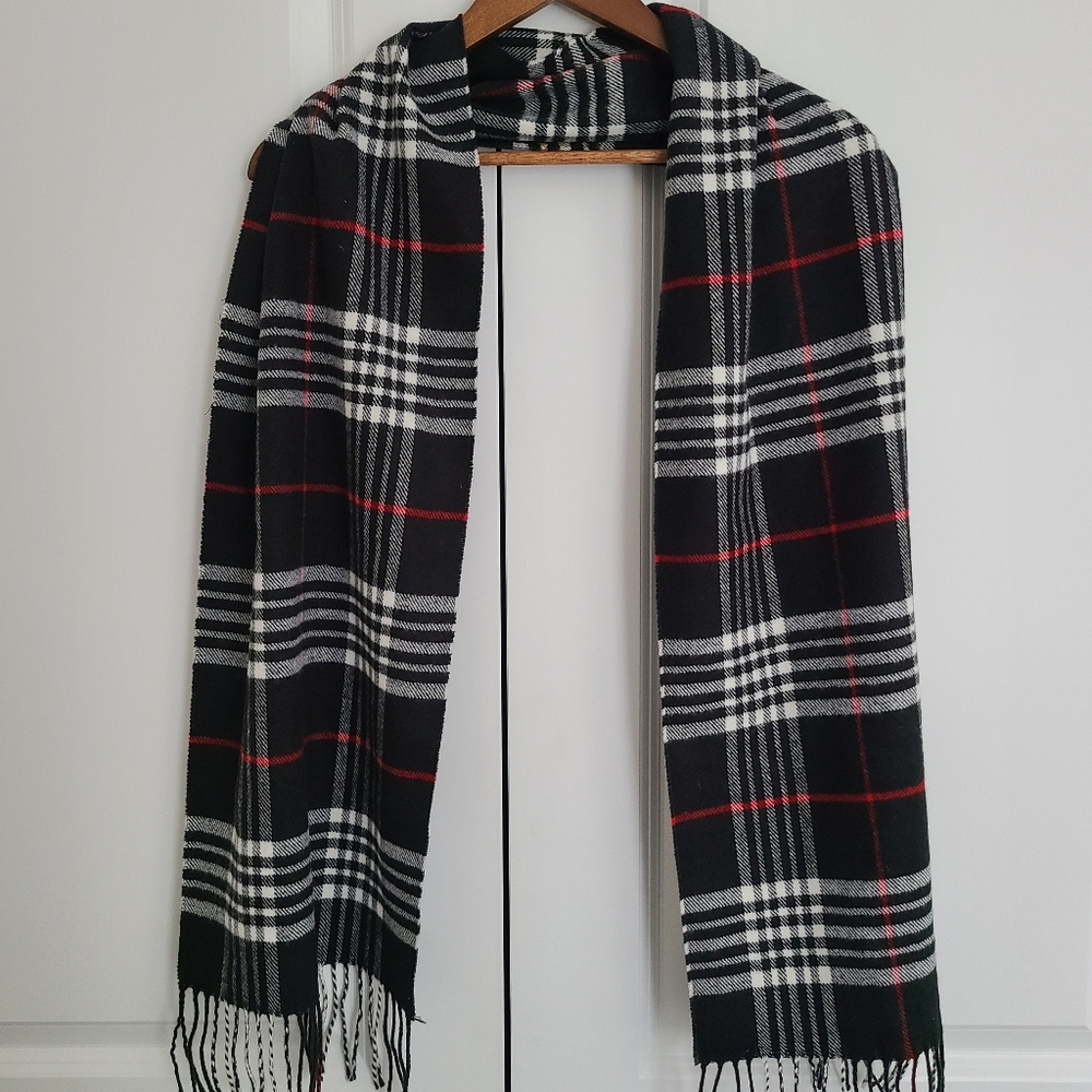 Unisex Patterned Black And White Scarf